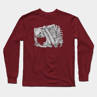 Eerie Pencil Sketch - Intriguing Skeleton in Confinement Long Sleeve T-Shirt